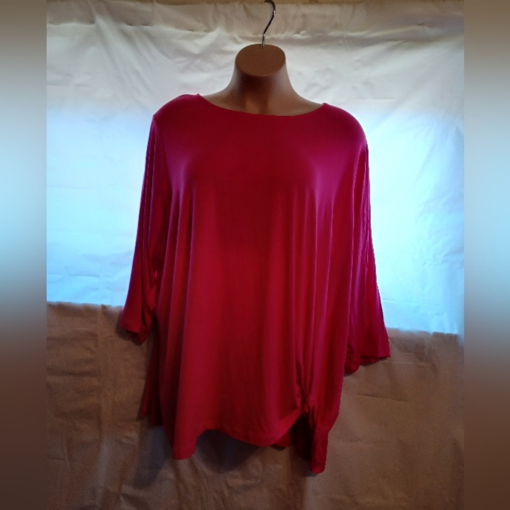 Catherines Any Wear Plus Size Women's  30/32W 4X Pink 3/4  Sleeves Top/Shirt